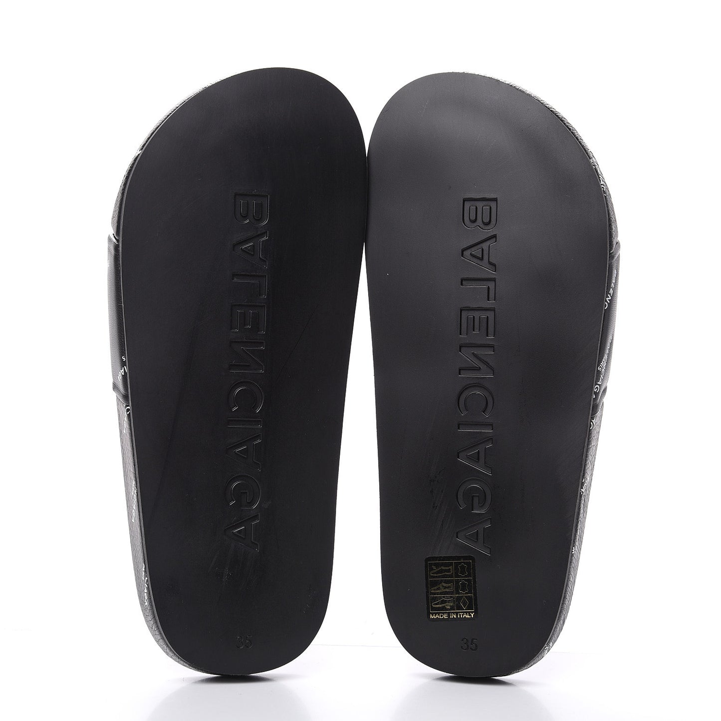 Nappa Allover Logo Embossed Womens Pool Slide Sandals 35 Black White