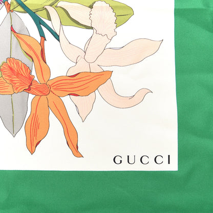 Gucci Silk Flora Gothic Square Scarf Ivory Dark Green 2 of 5