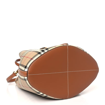 Burberry E-Canvas Vintage Check Small Drawstring Bucket Bag Briar Brown 4 of 9