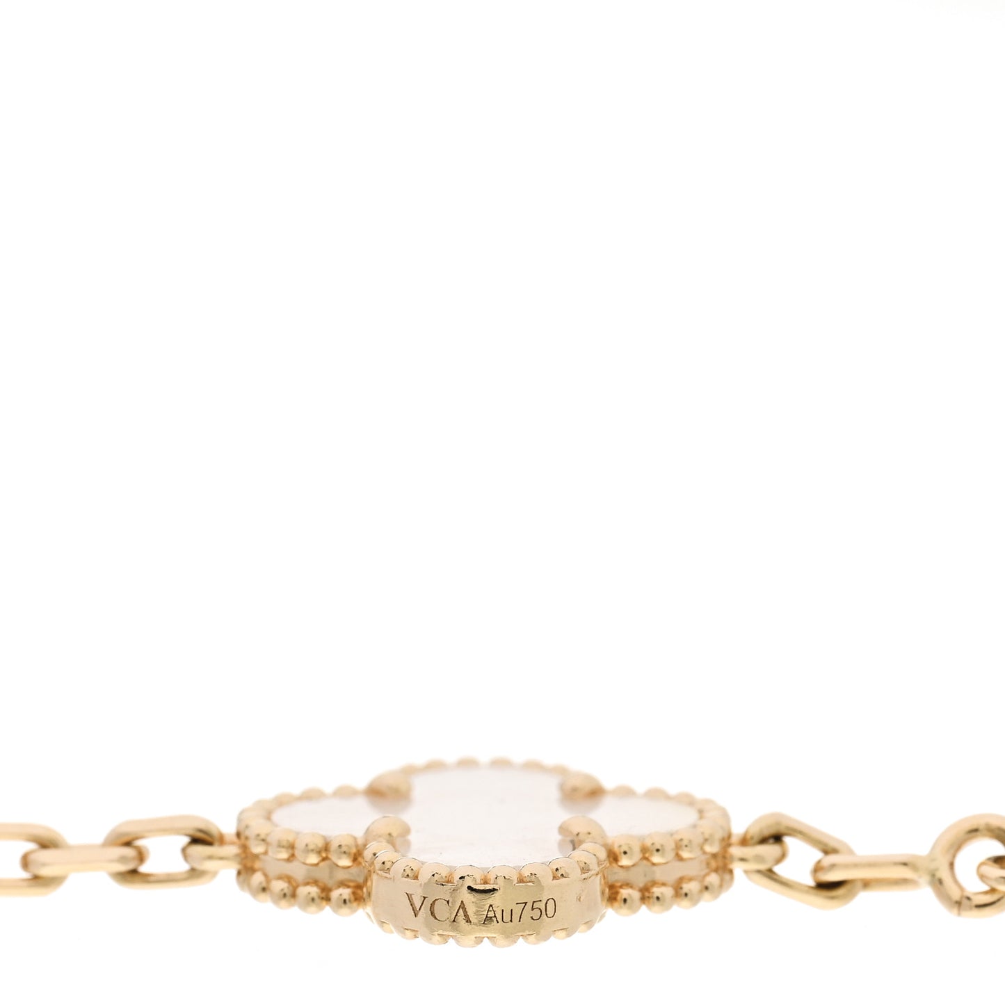 18K Yellow Gold Mother of Pearl 5 Motifs Vintage Alhambra Bracelet