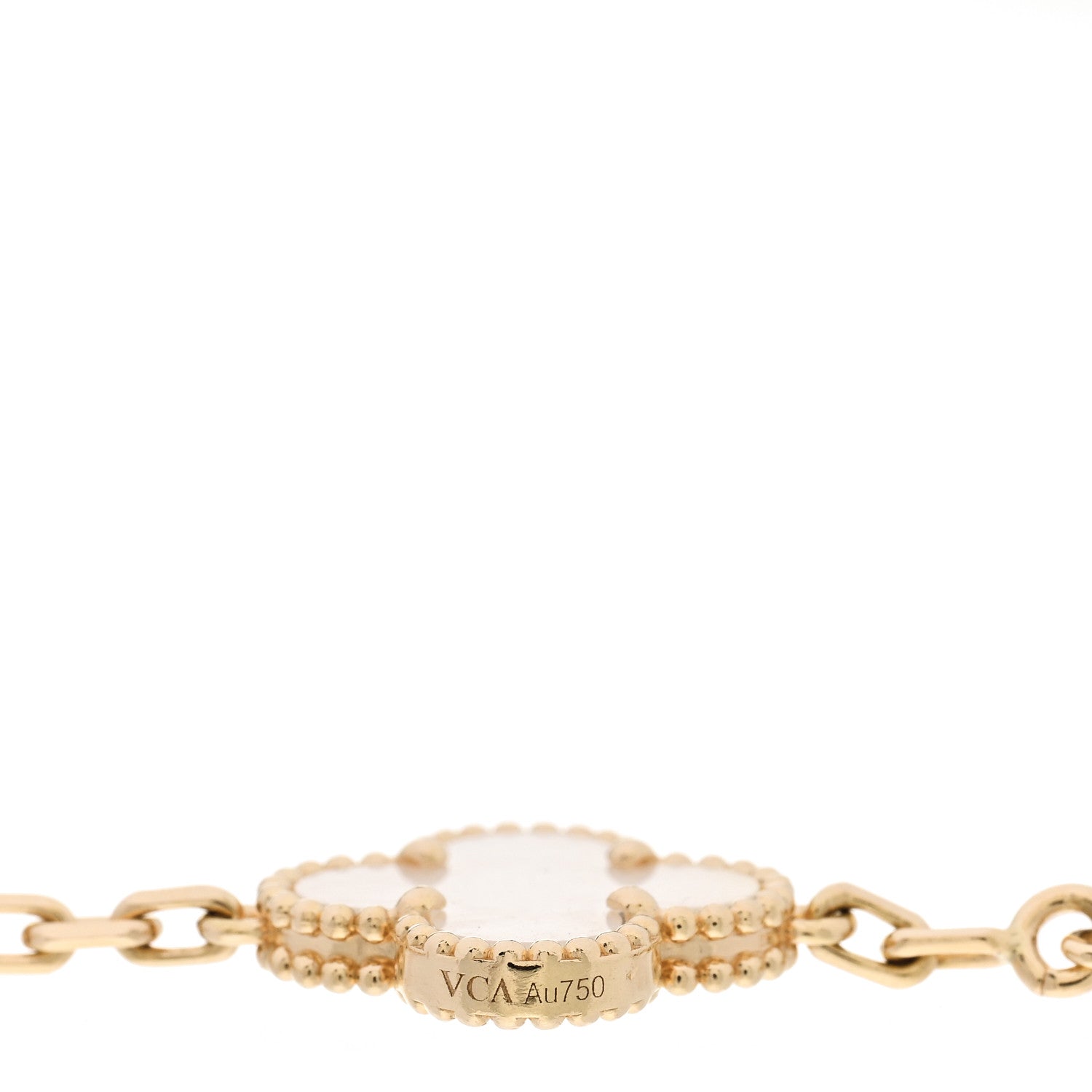 Van Cleef & Arpels 18K Yellow Gold Mother of Pearl 5 Motifs Vintage Alhambra Bracelet 4 of 6