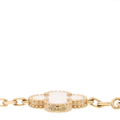 Van Cleef & Arpels 18K Yellow Gold Mother of Pearl 5 Motifs Vintage Alhambra Bracelet 4 of 6