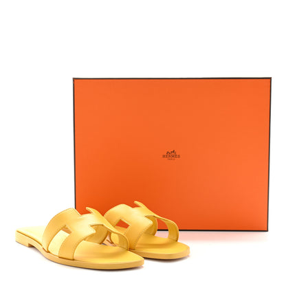 Hermes Calfskin Oran Sandals 37 Jaune Citron 9 of 9