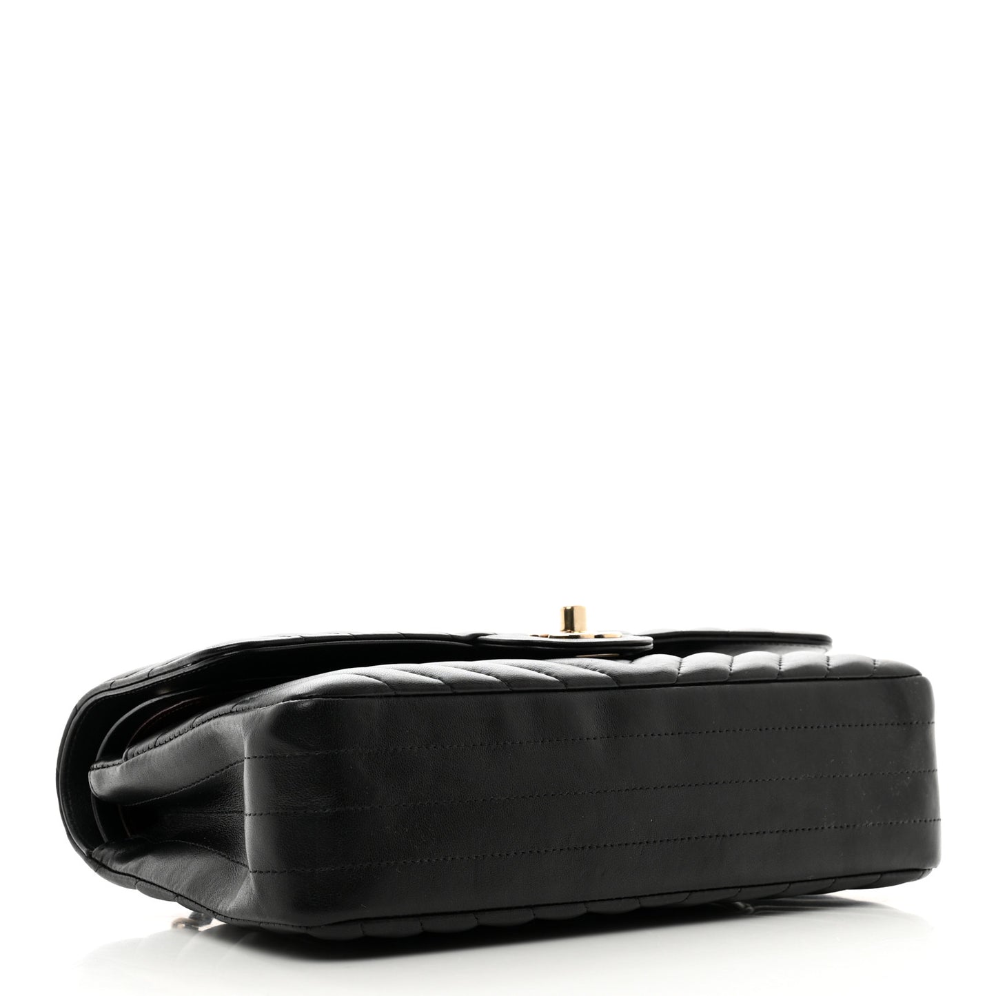 Lambskin Chevron Quilted Medium Double Flap Black