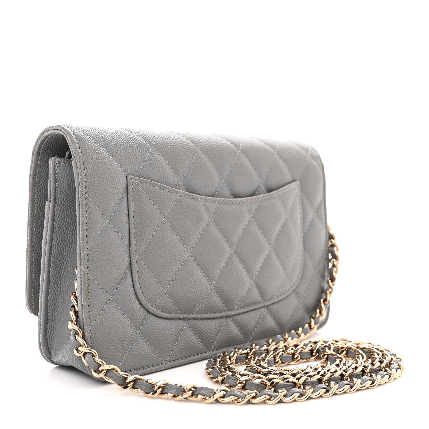 Chanel Caviar Quilted Wallet on Chain WOC Grey 3 of 12