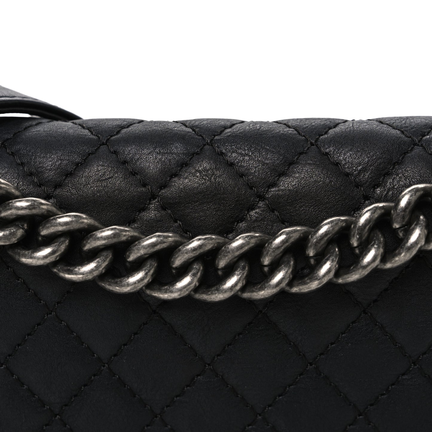 Calfskin Quilted Metal Embellished Paris Dallas Medium Boy Flap Black