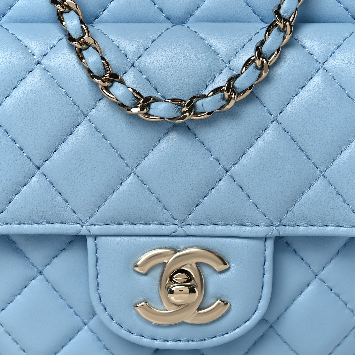 Lambskin Quilted CC In Love Heart Bag Light Blue