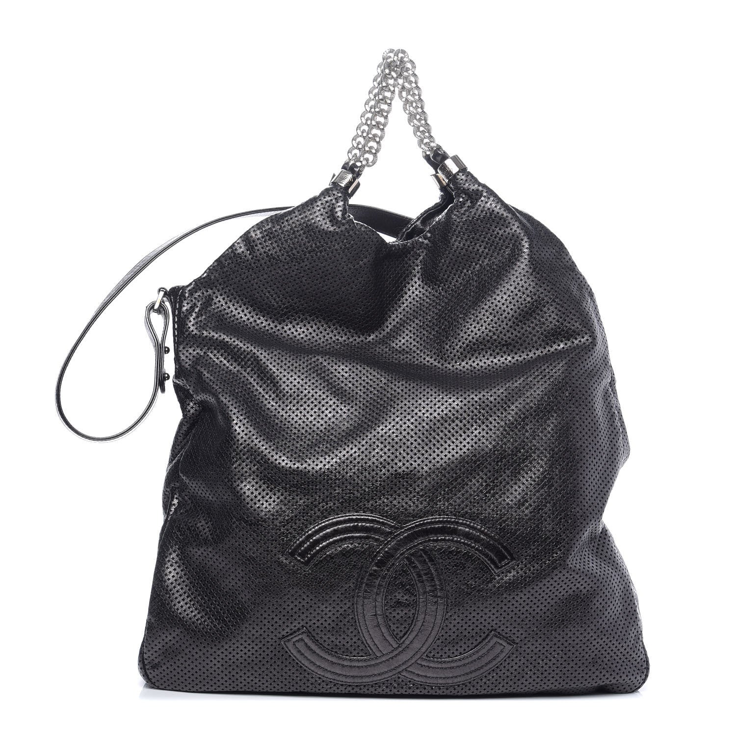 Chanel Glazed Calfskin Perforated Large Rodeo Drive Tote Black 1 of 9