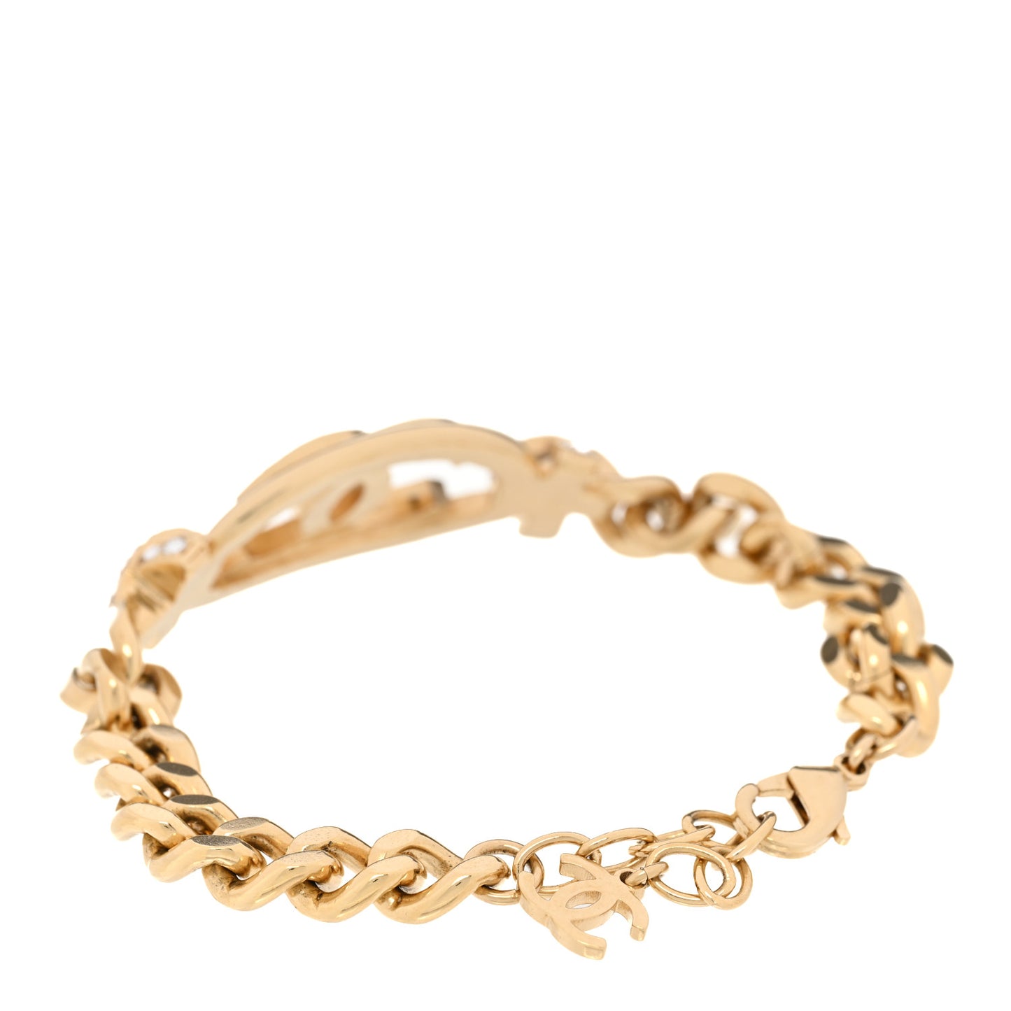 Crystal CC Chain Link Bracelet Gold
