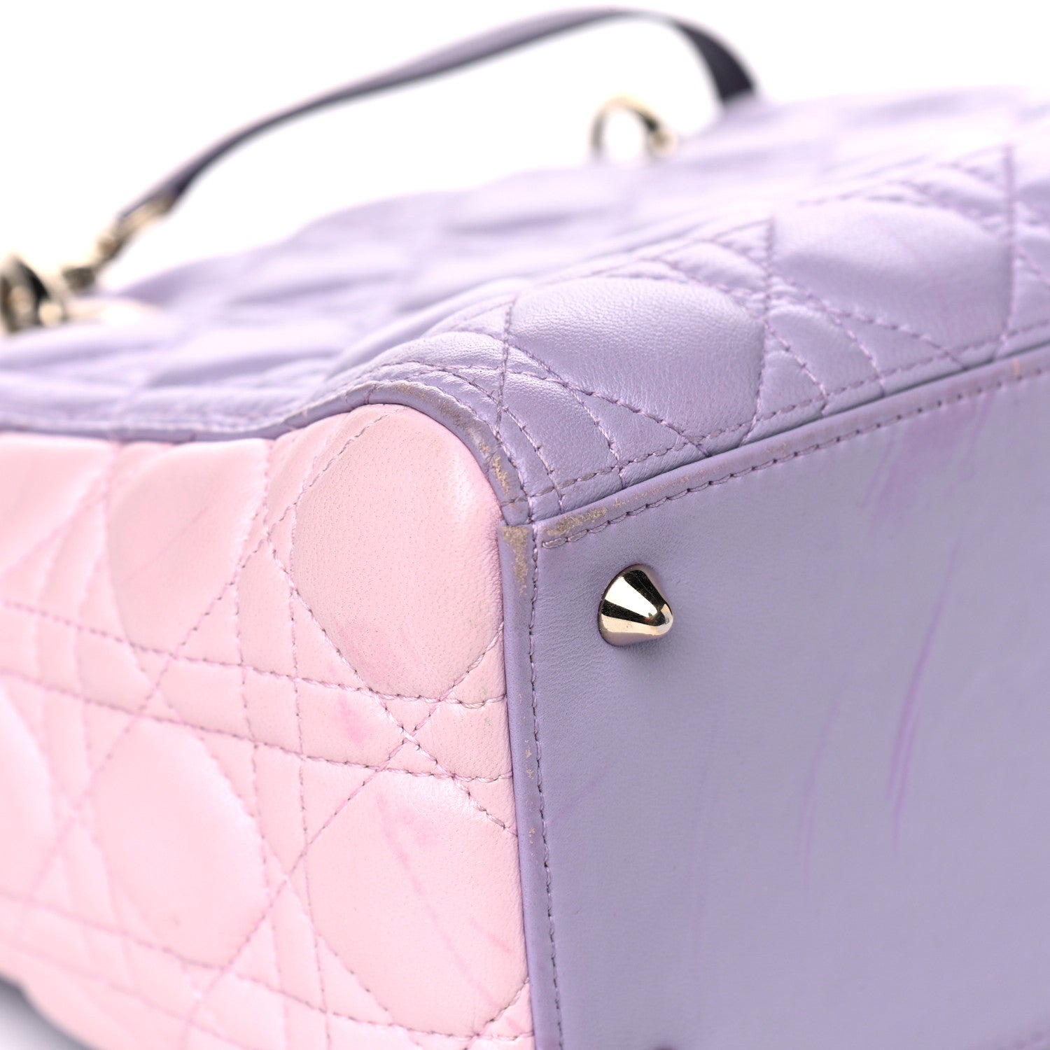Christian Dior Lambskin Cannage Medium Tri-Color Lady Dior Purple Light Pink 7 of 14