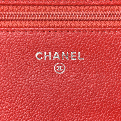 Chanel Caviar Quilted Boy Wallet On Chain WOC Red 7 of 12