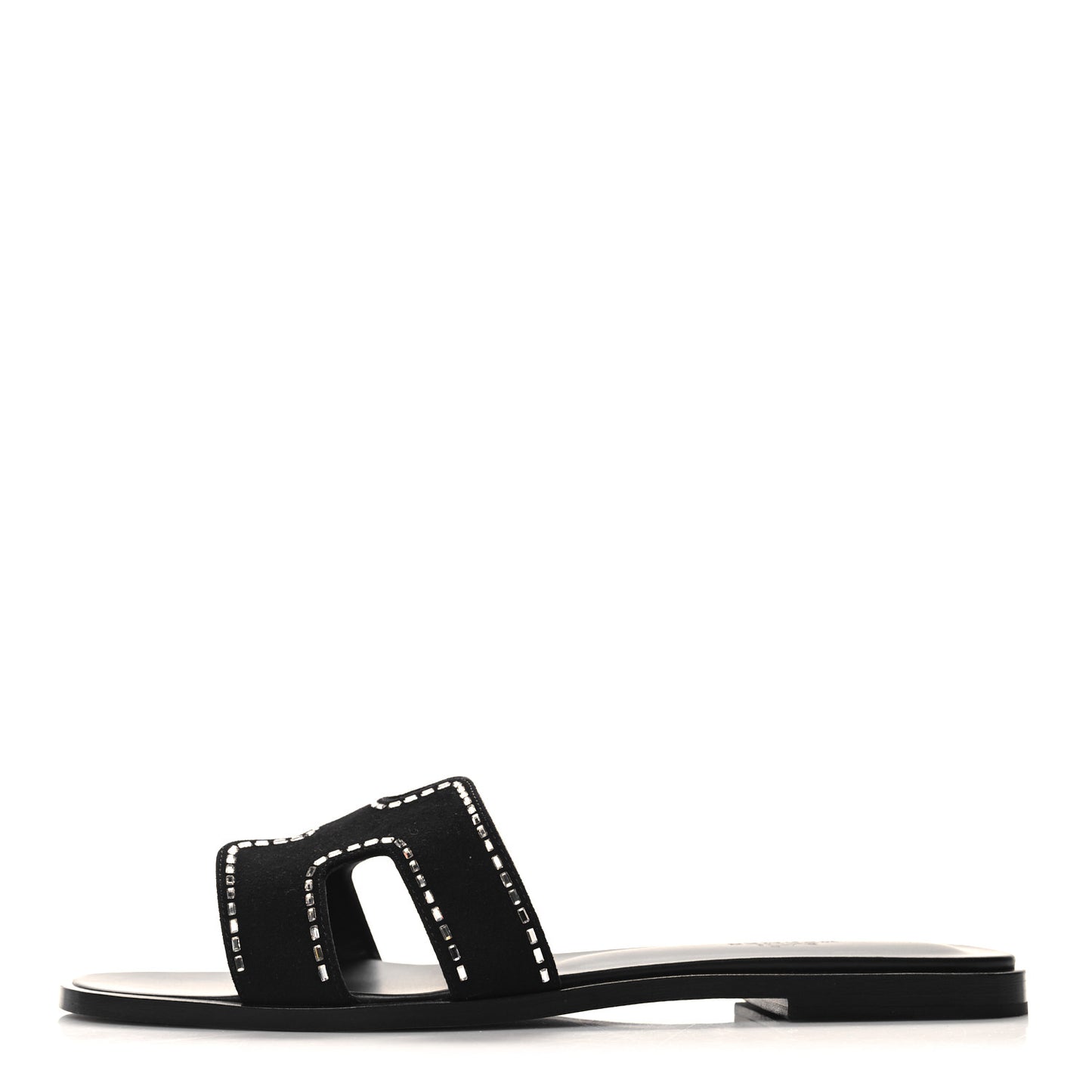 Suede Goatskin Crystal Embellished Oran Sandals 40 Black