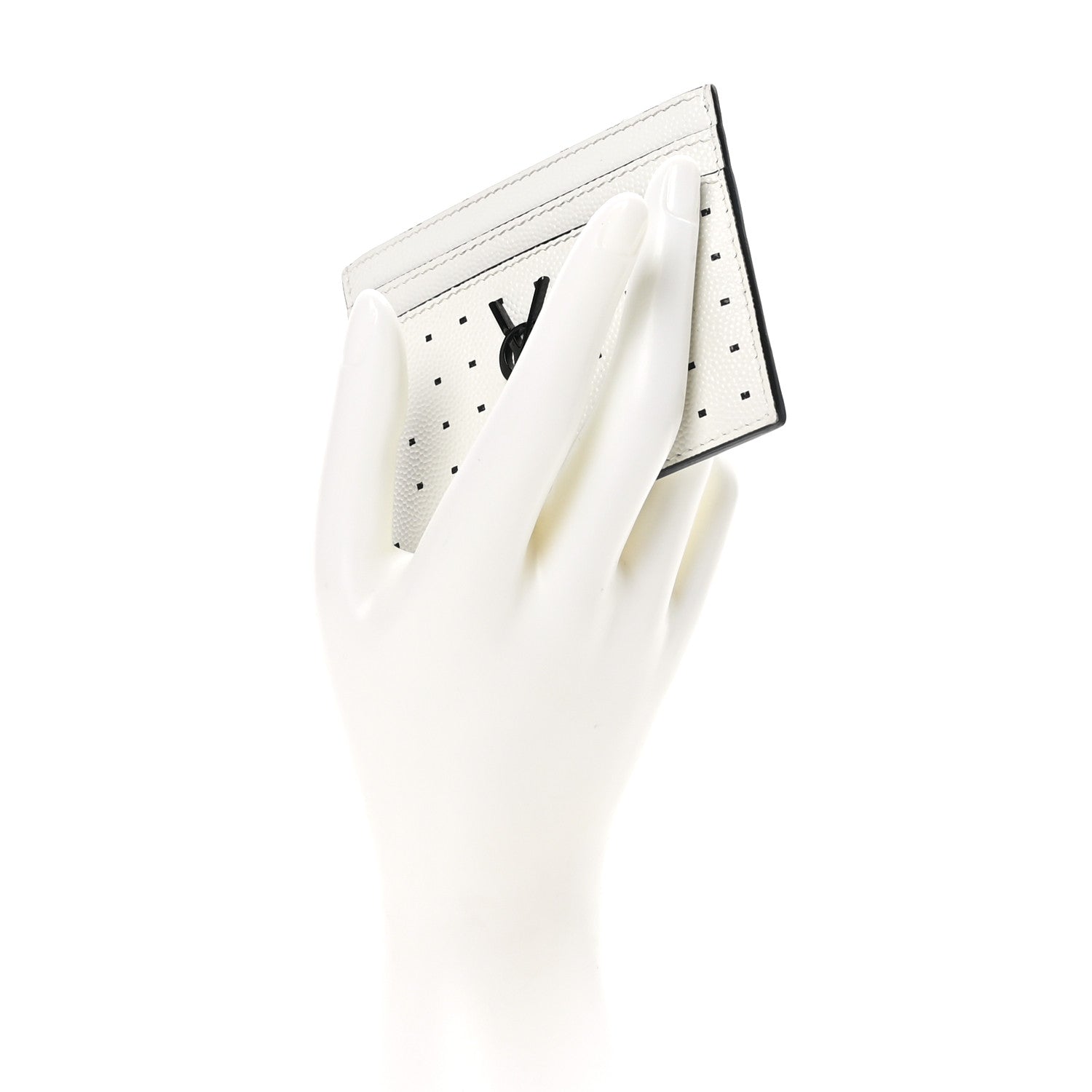 Saint Laurent Grain De Poudre Geo Print Card Case White Black 2 of 10