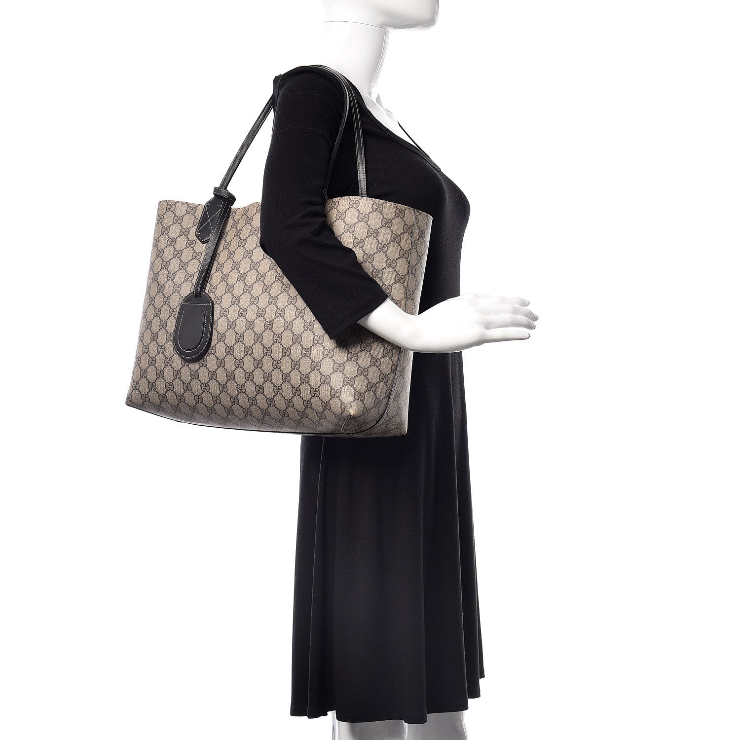 Gucci Calfskin GG Supreme Monogram Medium Reversible Tote Black 2 of 13