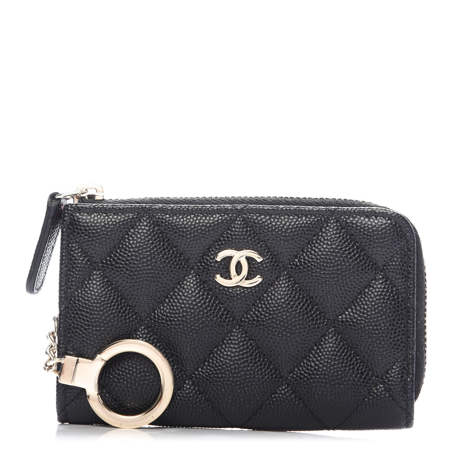 Caviar Quilted Key Holder Case Black