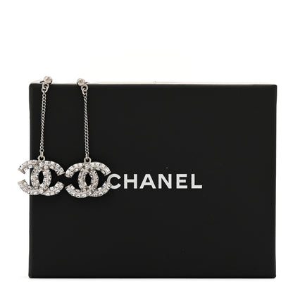 Chanel Baguette Crystal CC Drop Earrings Silver 4 of 4