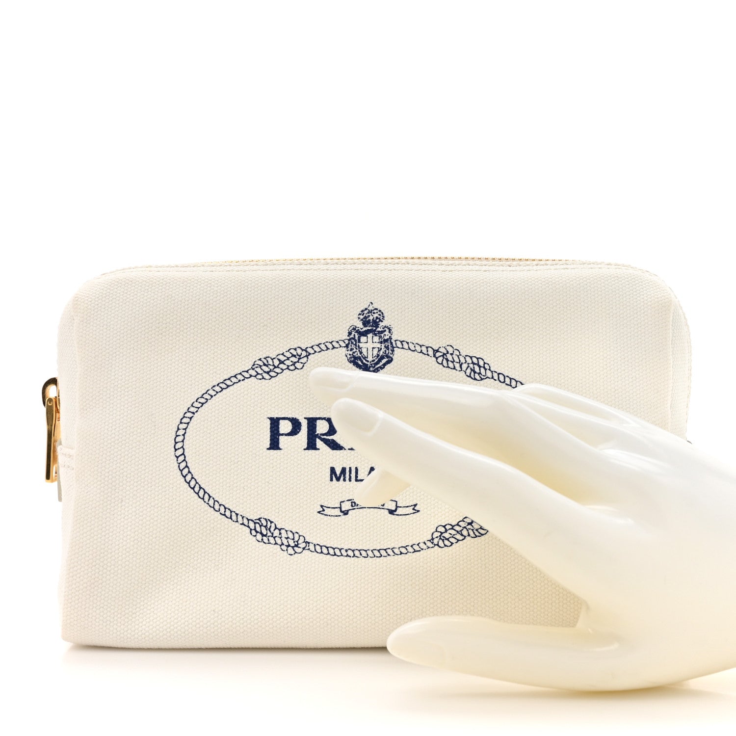 Prada Canvas Canapa Logo Pouch White Blue 2 of 6