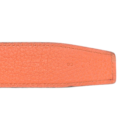 Hermes Box Togo 32mm Strie H Belt 90 36 Chocolate Orange 3 of 7