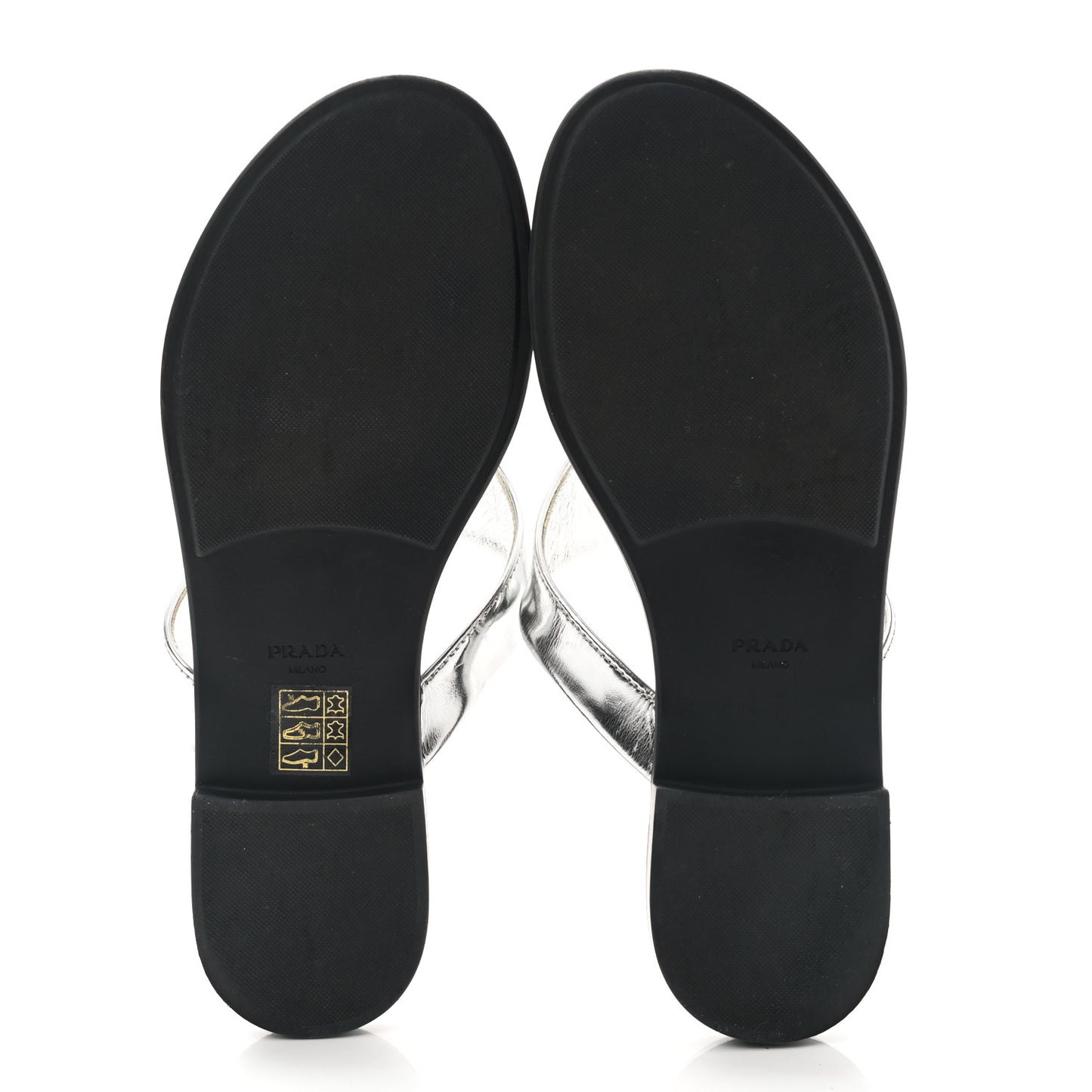 Metallic Calfskin Logo Thong Sandals 37 Silver