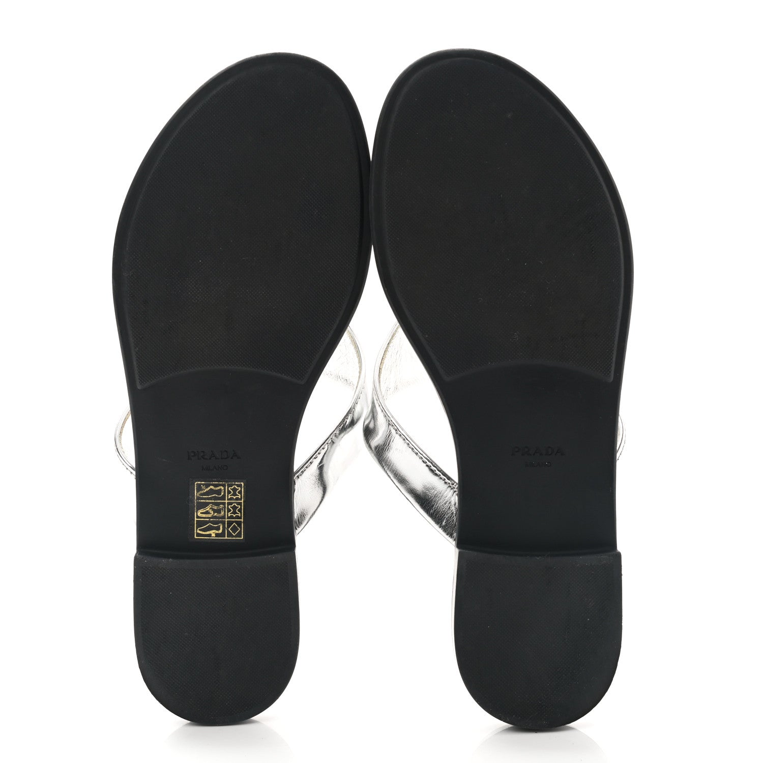 Prada Metallic Calfskin Logo Thong Sandals 37 Silver 5 of 7