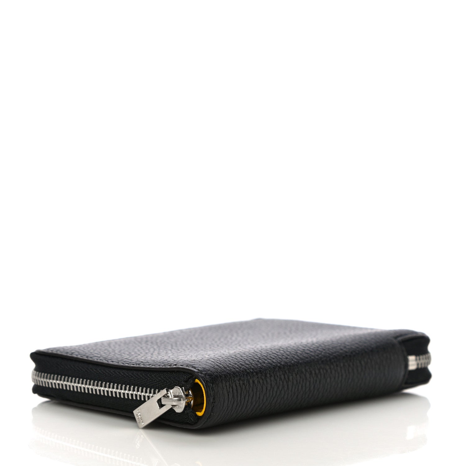 Celine Drummed Calfskin Zip Around Multifunction Wallet Black Citron 4 of 9