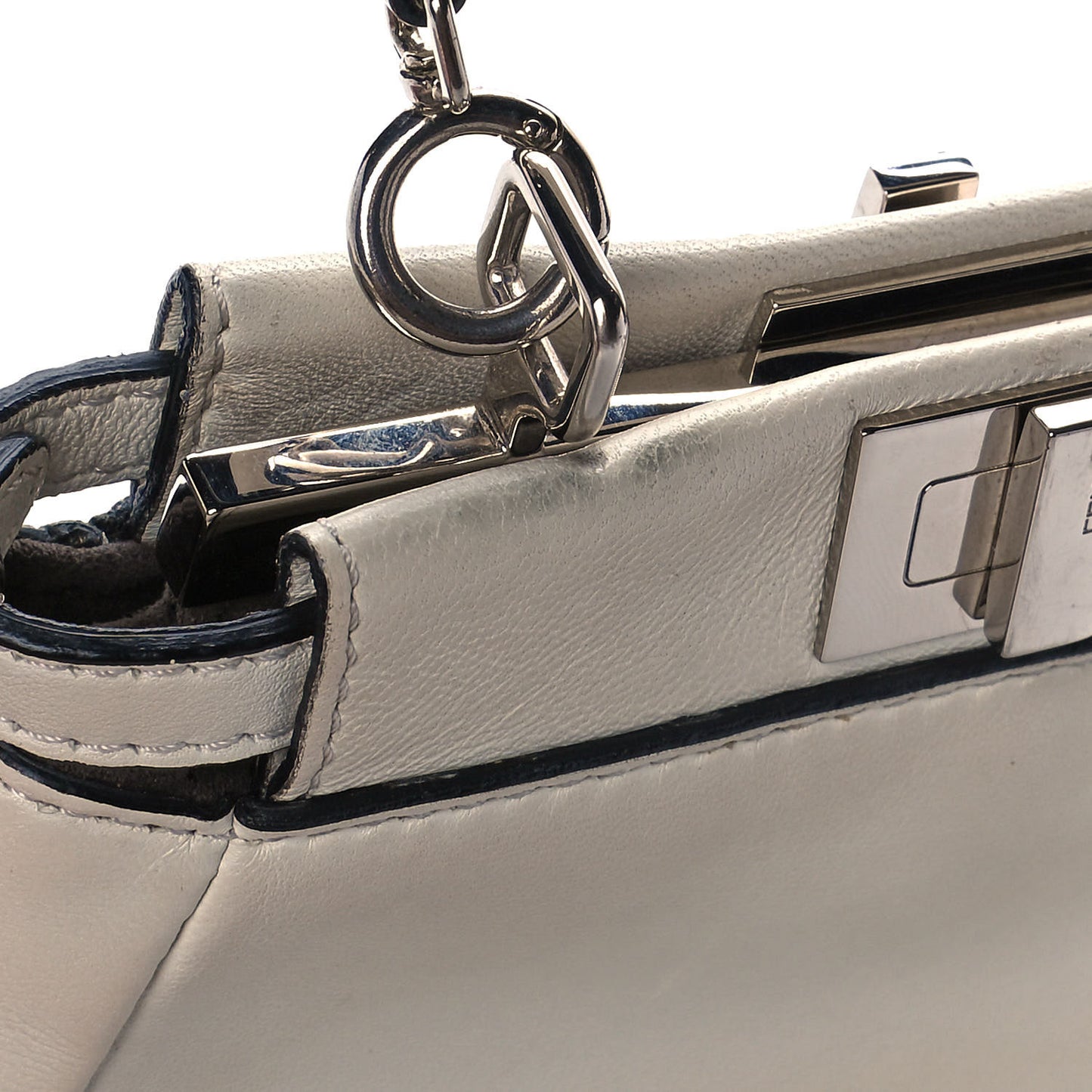 Shiny Nappa Micro Peekaboo Iconic Satchel White