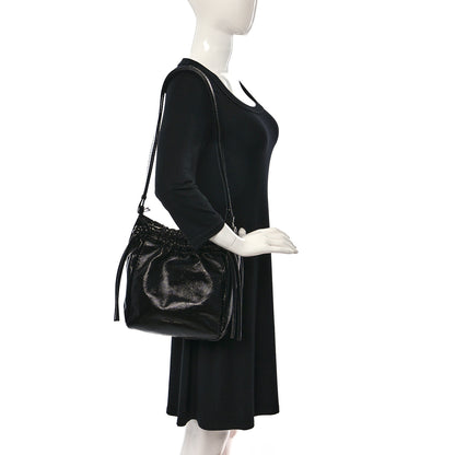 Proenza Schouler Crinkled Patent Calfskin Drawstring Pouch Black 2 of 8