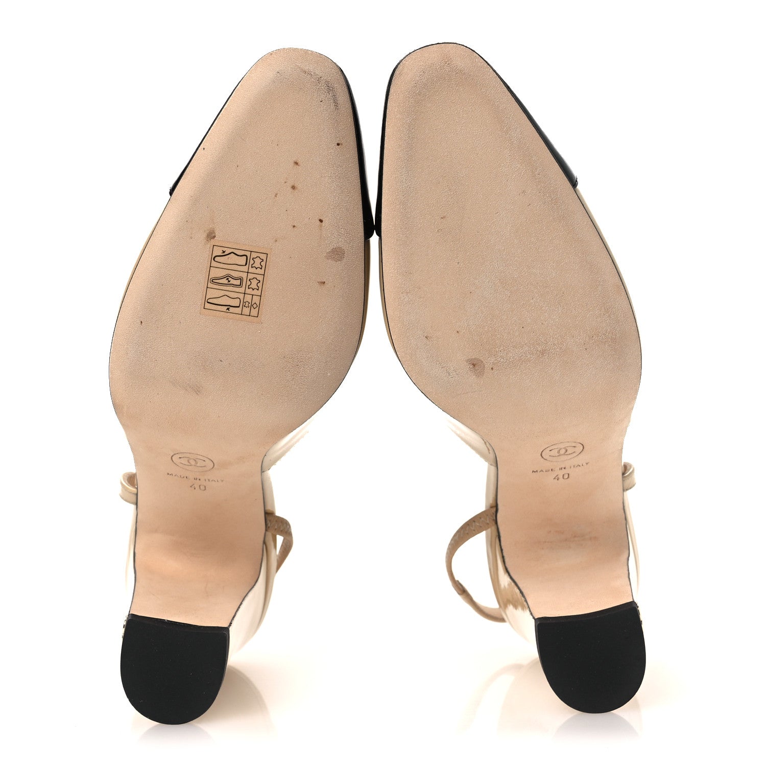 Chanel Patent Calfskin Cap Toe CC Slingback Pumps 40 Beige Black 7 of 11