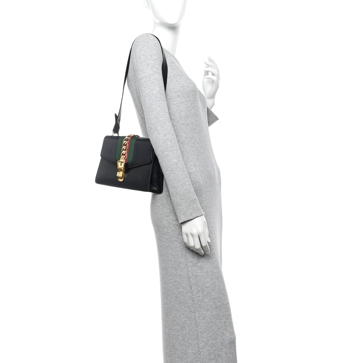 Calfskin Small Sylvie Shoulder Bag Black