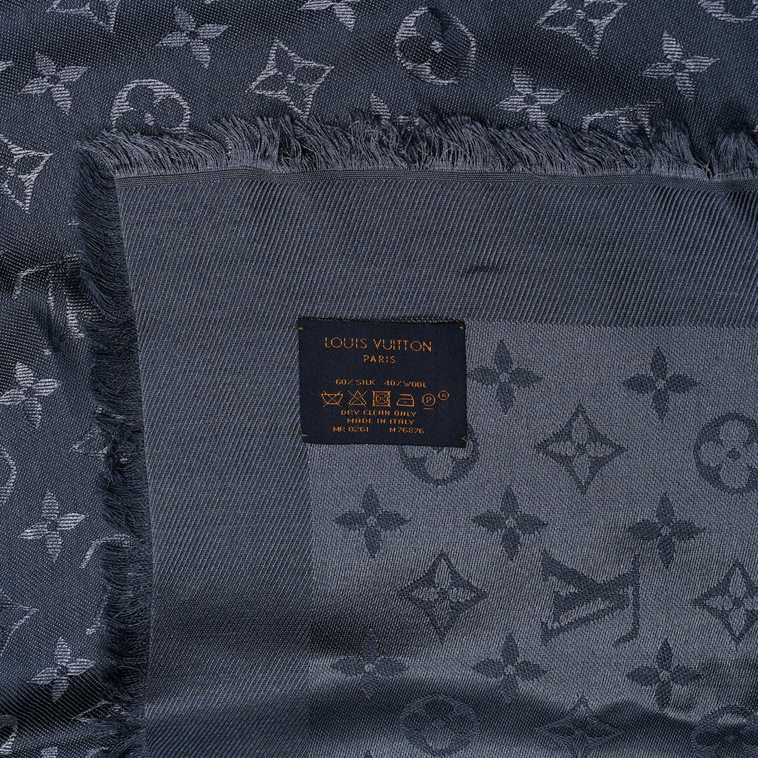 Louis Vuitton Silk Wool Monogram Denim Shawl Blue 3 of 4