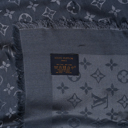 Louis Vuitton Silk Wool Monogram Denim Shawl Blue 3 of 4