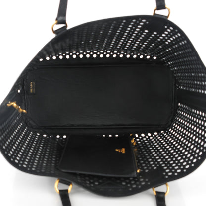 Prada Saffiano Perforated Tote Black 5 of 6