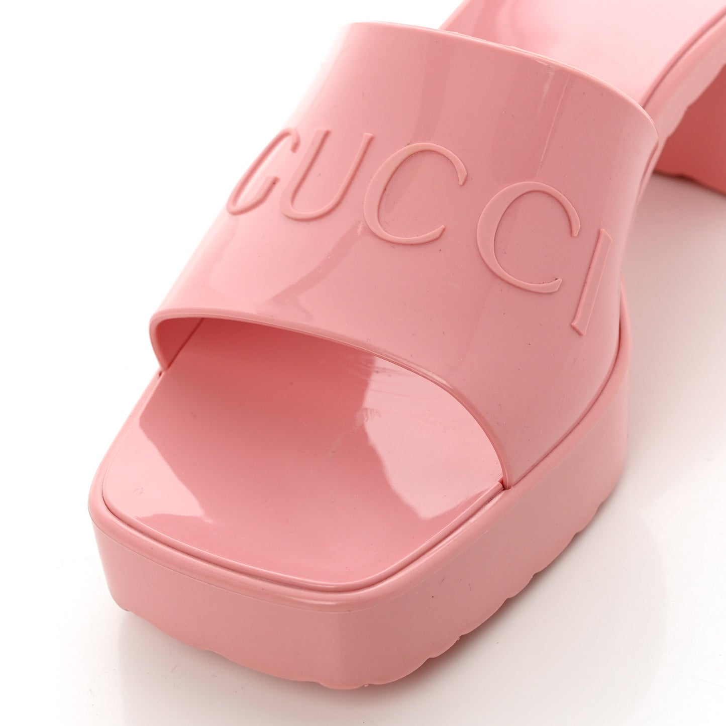 Rubber Gucci Logo Womens Platform 20/60mm Slide Sandals 38 Wild Rose