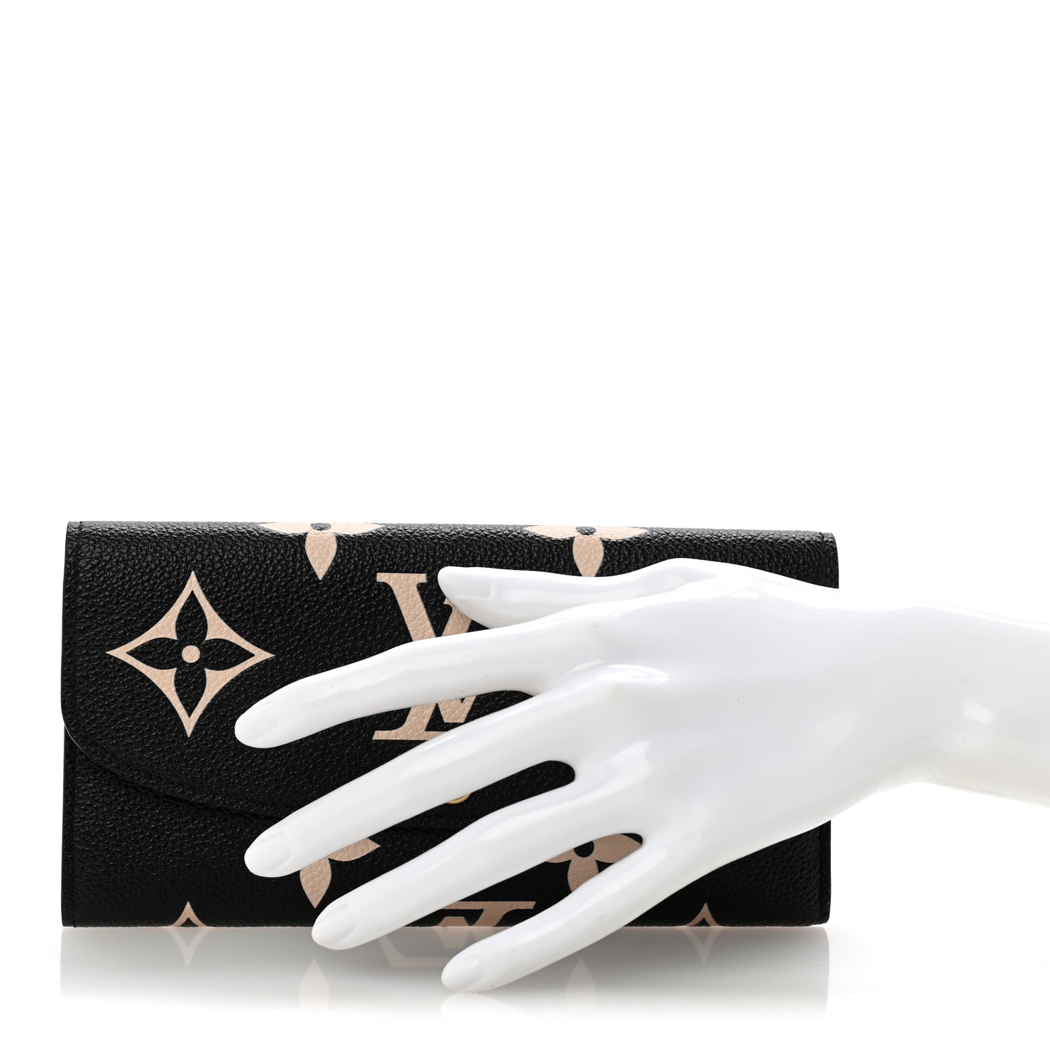 Louis Vuitton Empreinte Monogram Giant Emilie Wallet Black Beige 2 of 7
