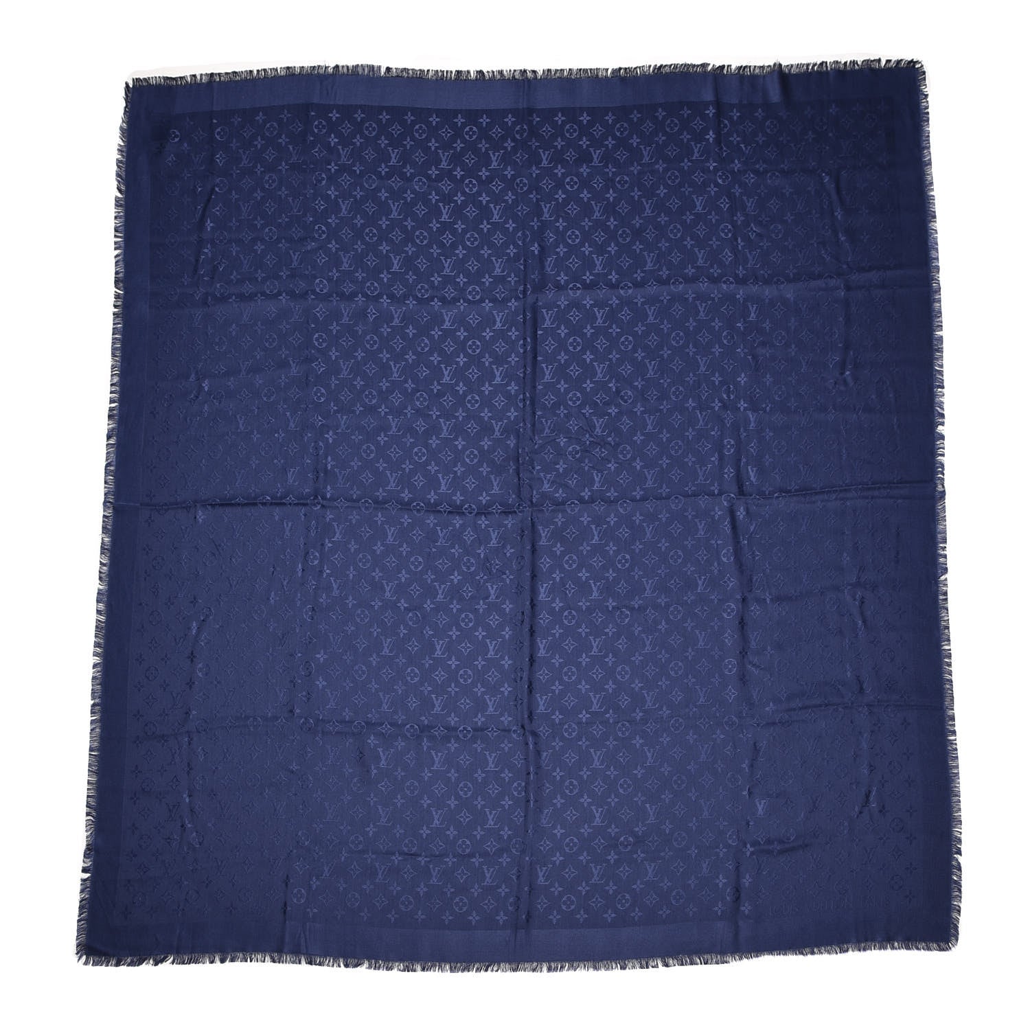 Louis Vuitton Silk Wool Monogram Shawl Night Blue 1 of 4