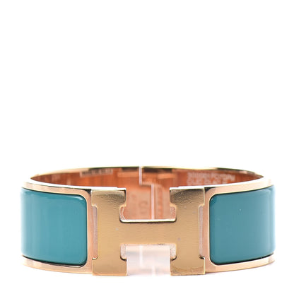 Hermes Enamel Wide Clic Clac H Bracelet PM Bleu Canard 1 of 4