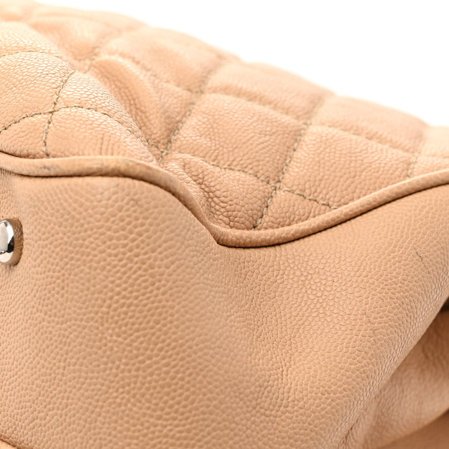 Caviar Quilted Large Urban Companion Top Handle Shopping Tote Beige