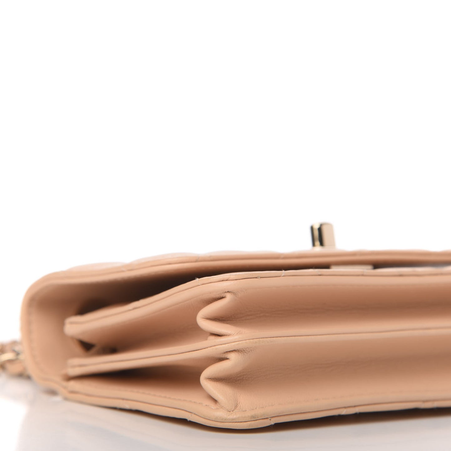 Lambskin Quilted Mini Trendy CC Wallet On Chain WOC Beige