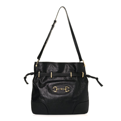 Gucci Sakai Calfskin Horsebit 1955 Cinch Top Messenger Bag Black 1 of 14