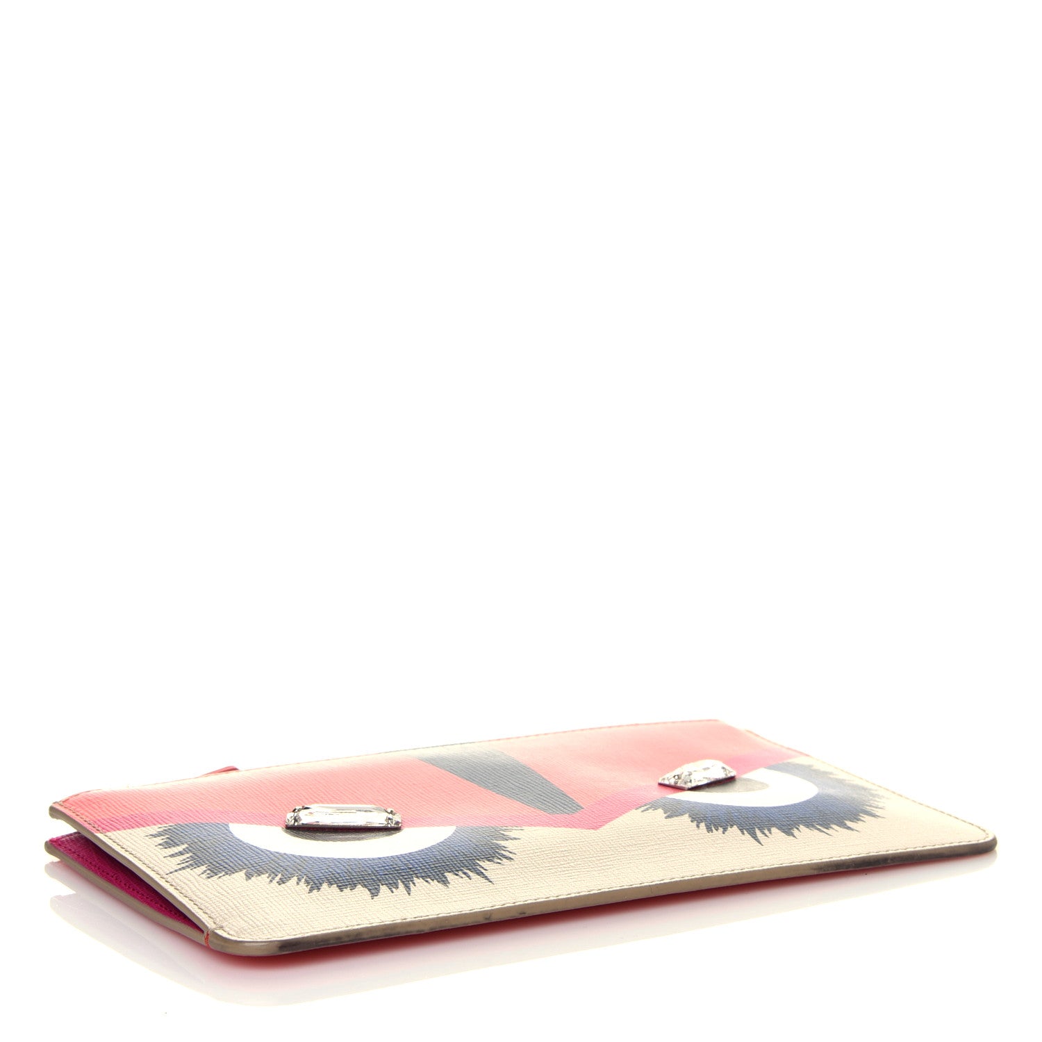 Fendi Vitello Elite Crystal Eye Monster Zip Pouch Bellini Multicolor 4 of 13