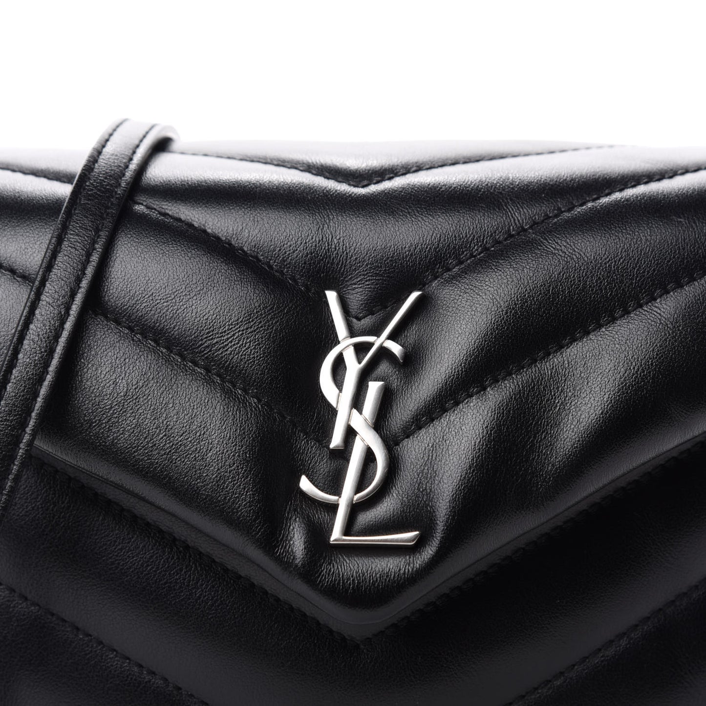 Calfskin Y Quilted Monogram Toy Loulou Crossbody Bag Black