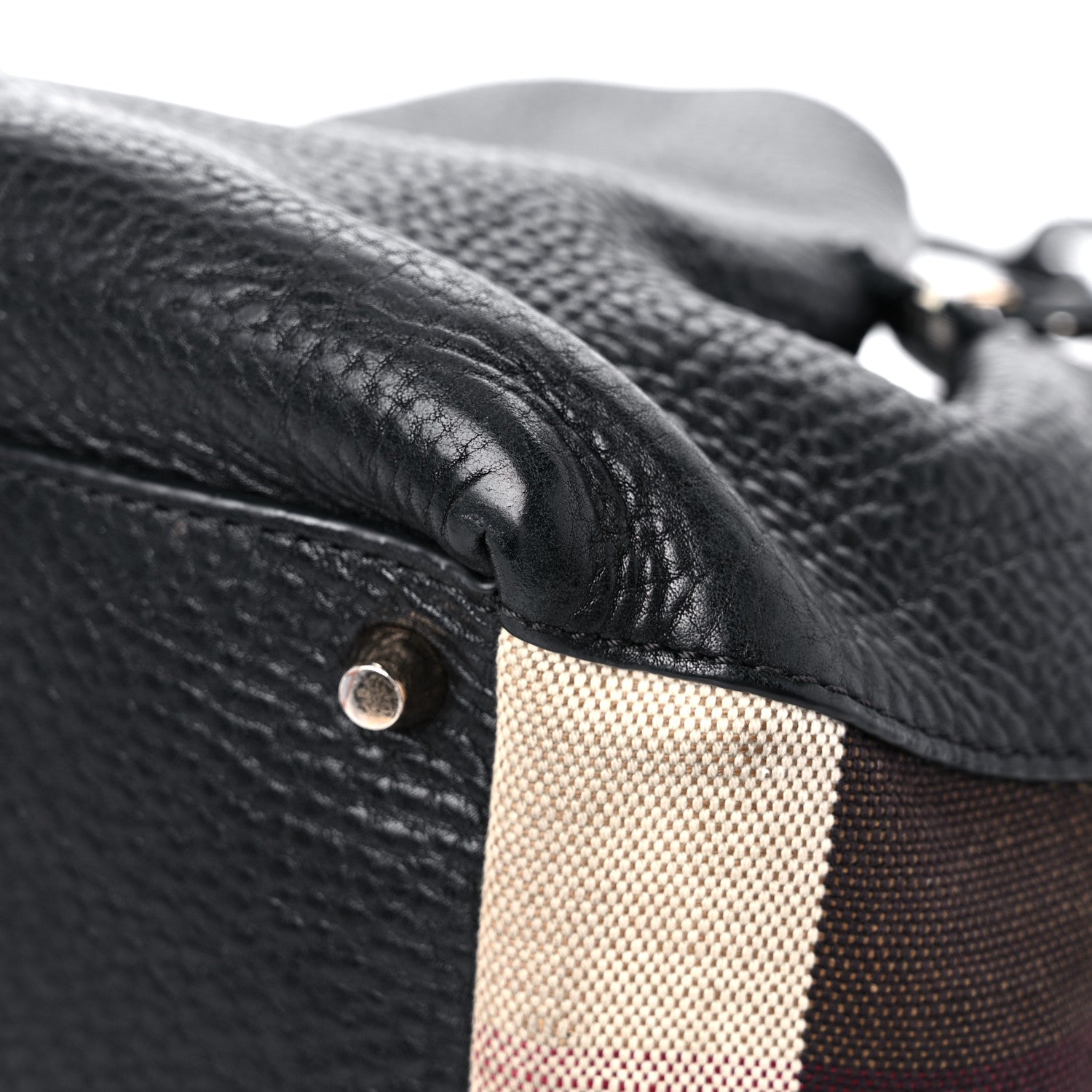Burberry Grainy Calfskin House Check Small Maidstone Black 8 of 23