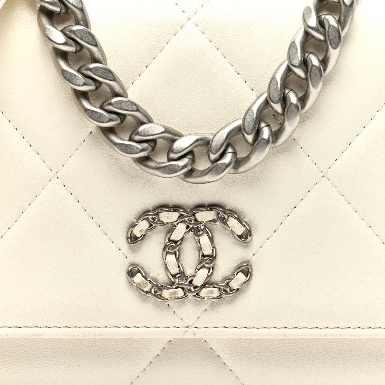 Chanel Lambskin Quilted Chanel 19 Wallet On Chain WOC White 8 of 10