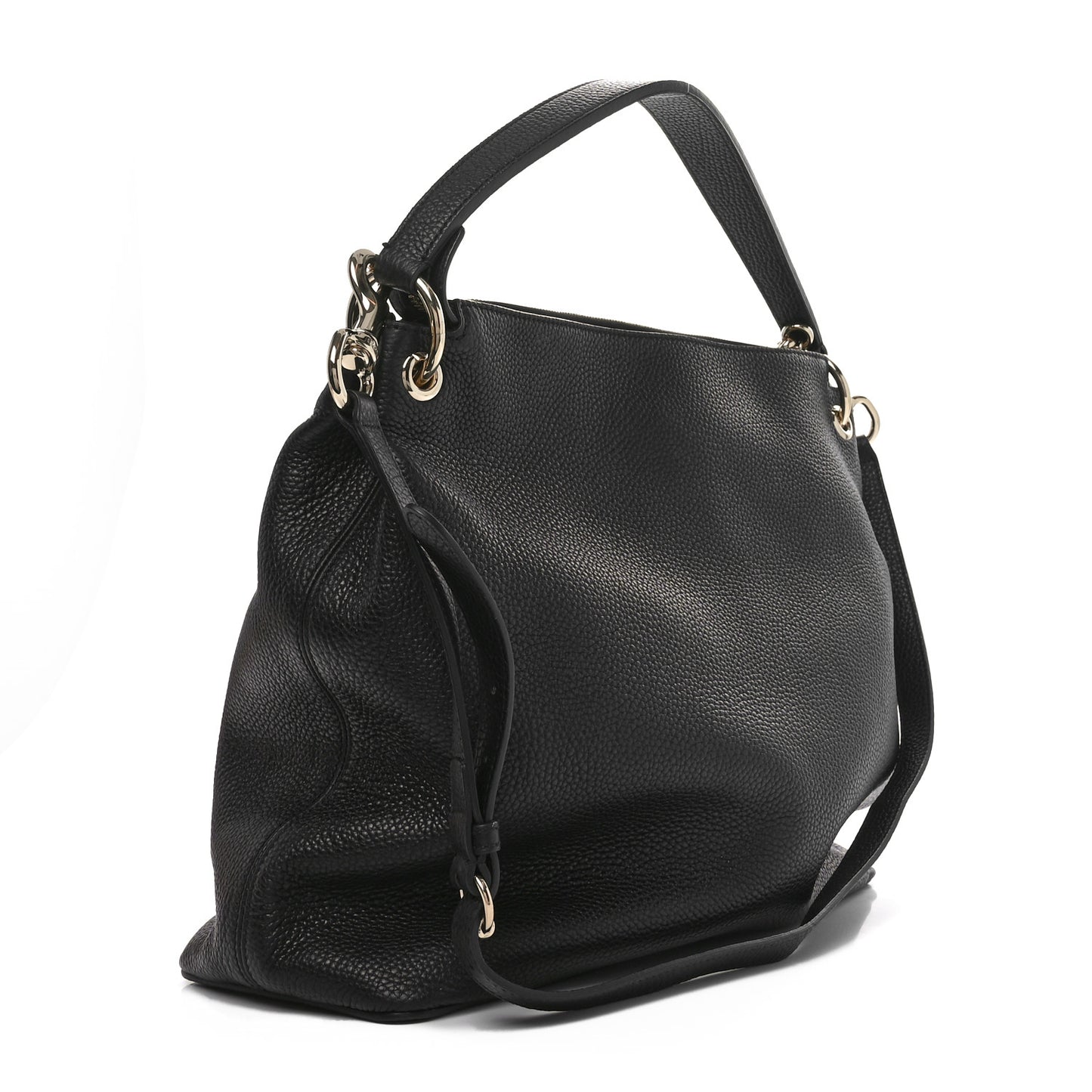 Pebbled Calfskin Large Soho Hobo Black