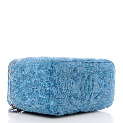 Chanel Denim Quilted Sweetheart Small Vanity Case With Chain Blue 4 of 11
