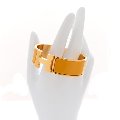 Hermes Enamel Wide Clic Clac H Bracelet PM Jaune Madras 2 of 5