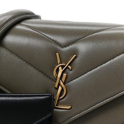 Saint Laurent Lambskin Chevron Quilted Mini LouLou Dark Strong Moss 12 of 14