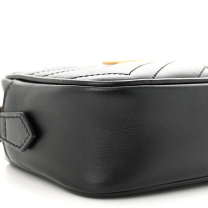 Gucci Calfskin Matelasse Mini GG Marmont Chain Shoulder Bag Black 9 of 11