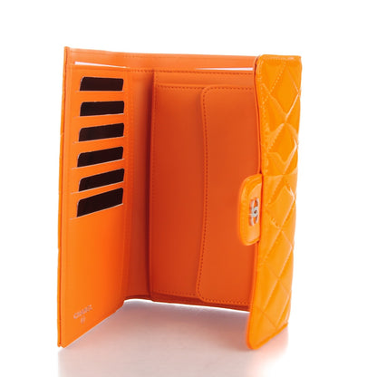 Chanel Patent Quilted Large Flap Wallet Orange 5 of 8