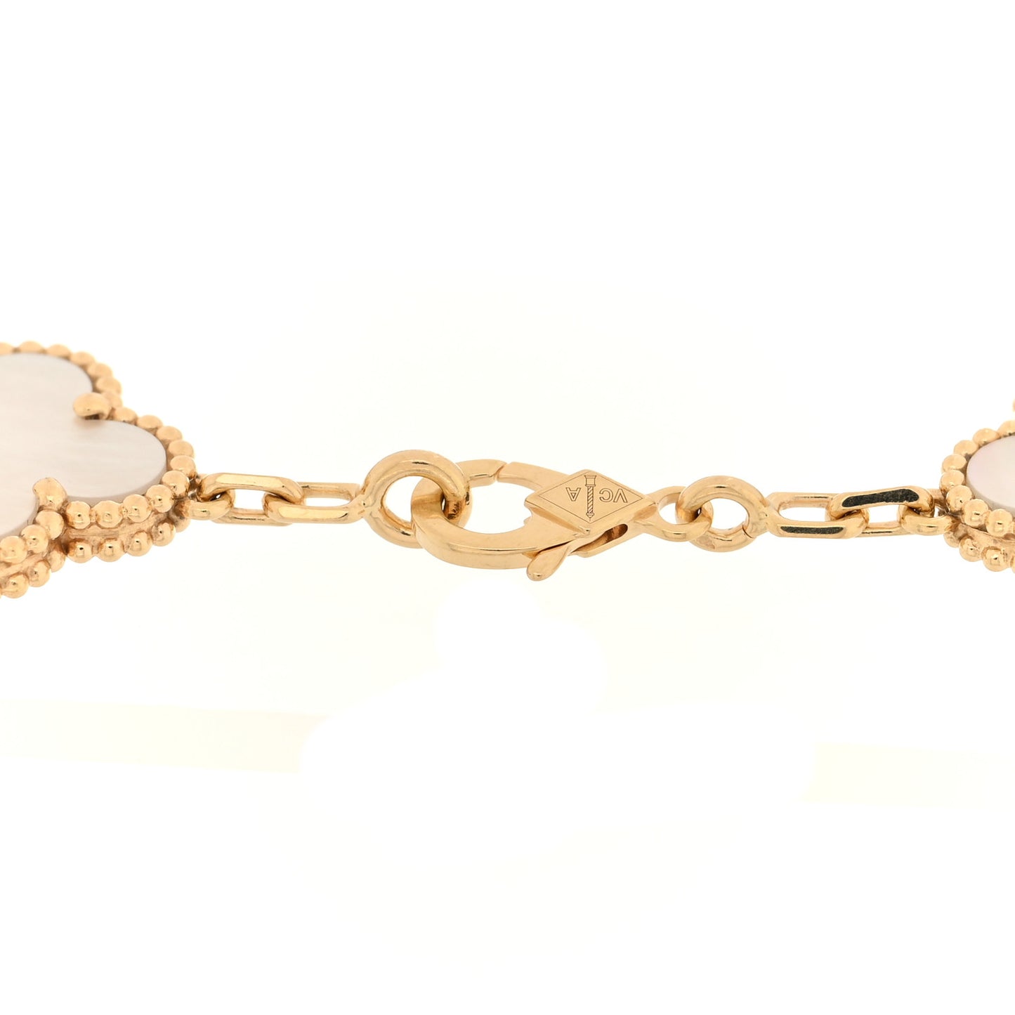 18K Yellow Gold Mother of Pearl 5 Motifs Vintage Alhambra Bracelet